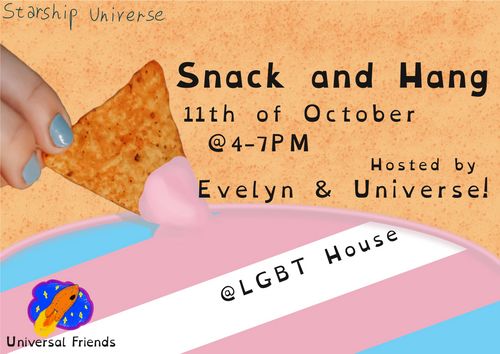 Trans+ Snack and Hang
11th of October, 4-7PM
Hosted by Evelyn and Universe
At LGBT House